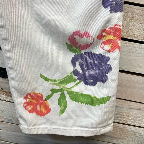 Vintage Coldwater Creek White Floral Wide Leg Cropped Jeans Cottagecore Boho 16P - Picture 4 of 9